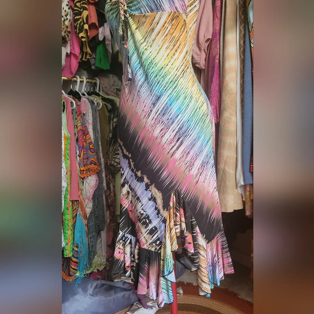 sS/M 💖 Vintage Colorful Abstract Print Dress - Picture 7 of 10